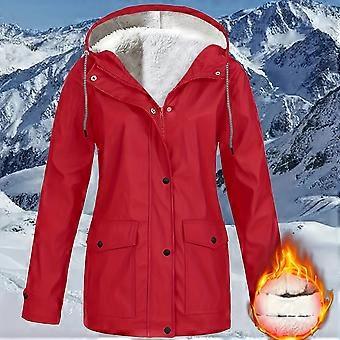 Women's Hooded Trench Coat, Solid Color Long Windbreaker Jacket for Autumn Winter, Belted Overcoat