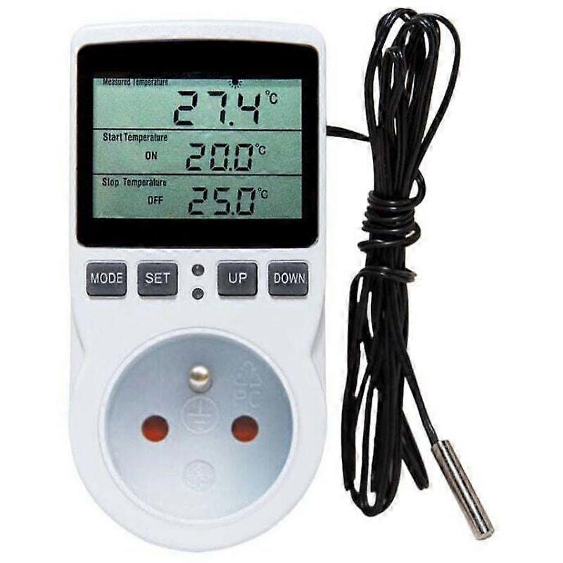 Socket Thermostat, Temperature Controller, Programmable Digital Timer with Probe, Greenhouse Heating Thermostat Socket, Aquarium MUMU