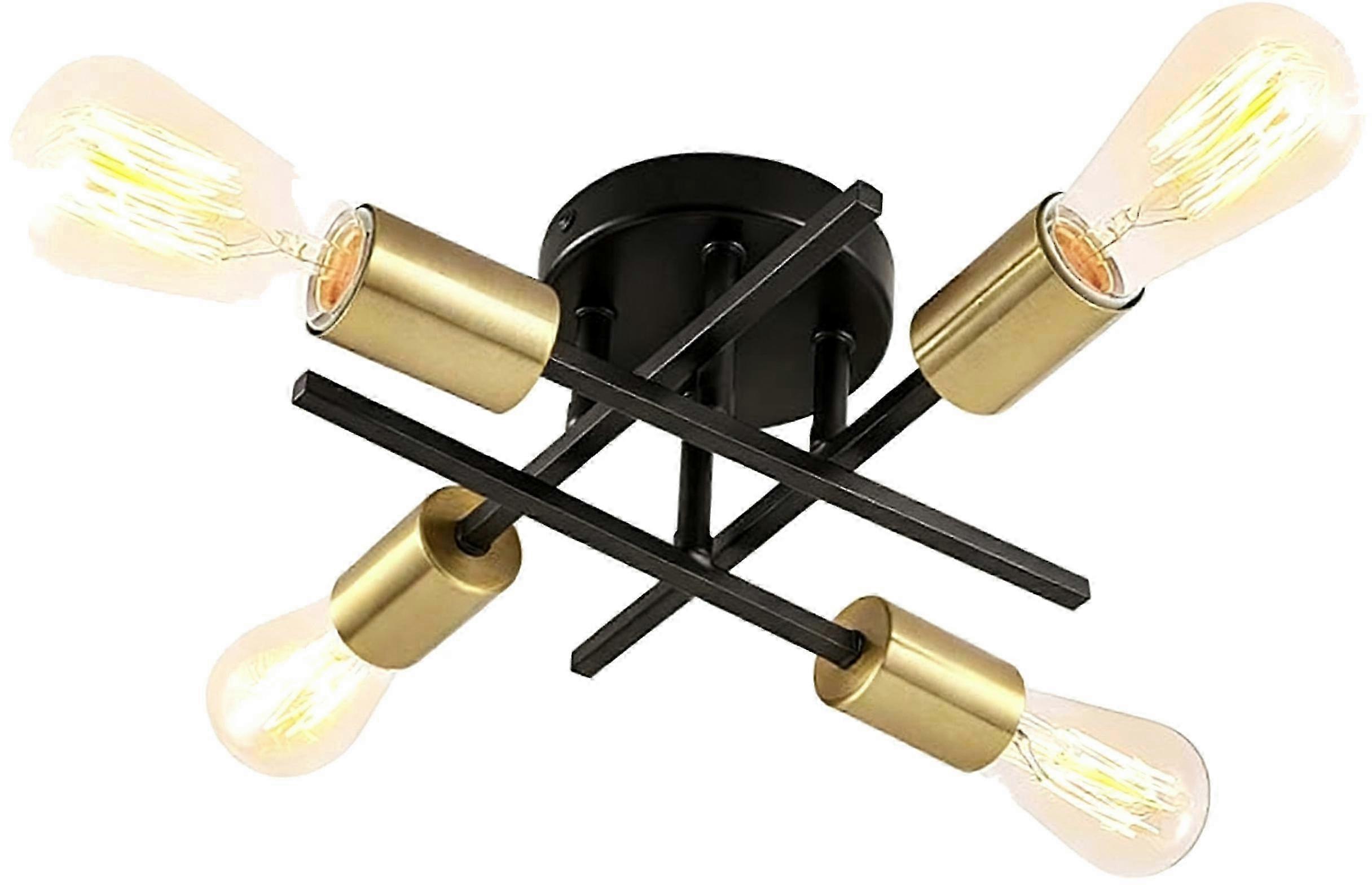 Geometric Black Gold Semi Flush Light