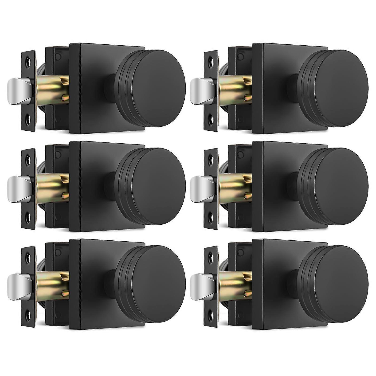 Matte Black Door Knobs 6 Pack, Nonlocking Interior Passage Set, Durable Zinc Alloy Hallway Hardware