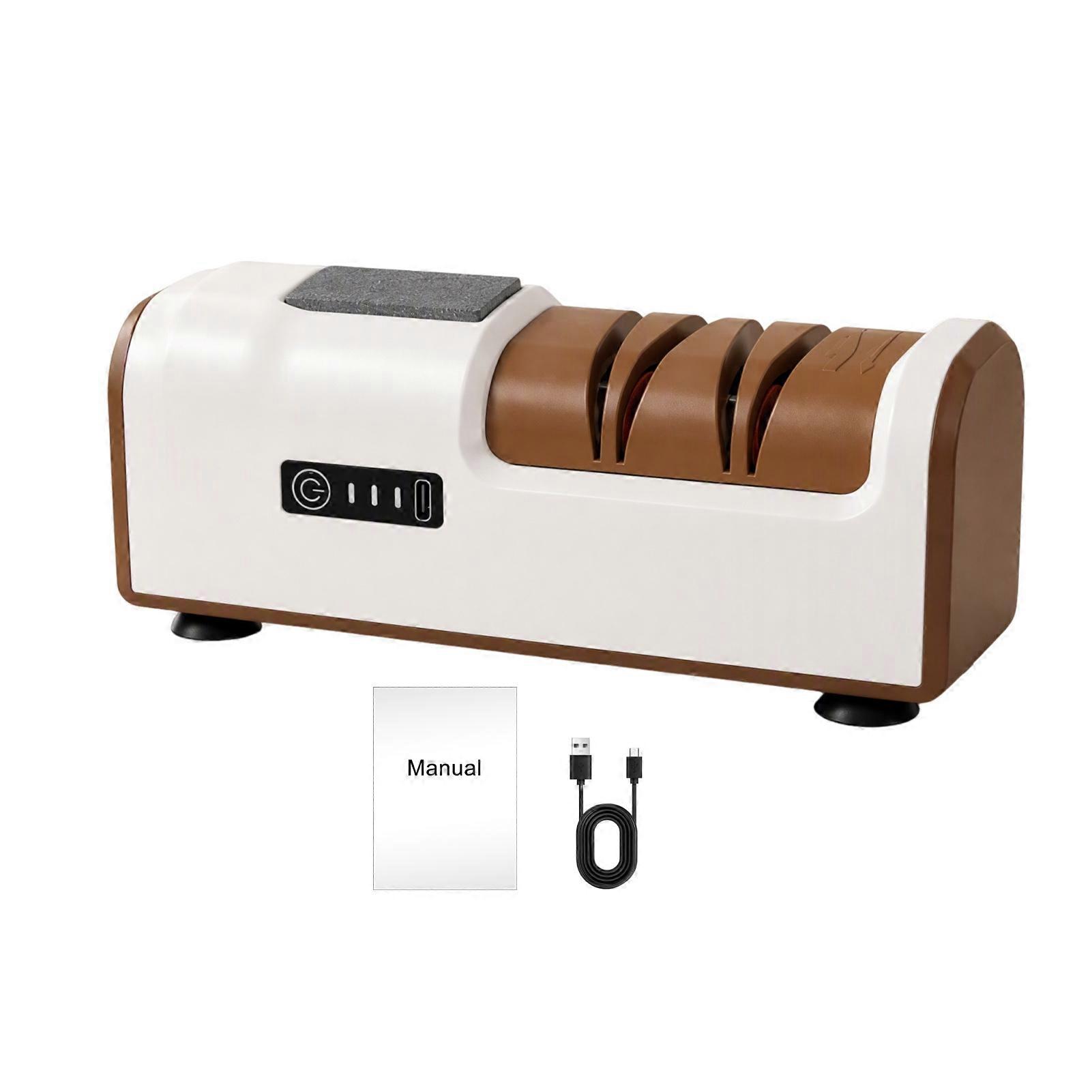 Electric Knife Sharpener, USB Rechargeable Automatic Cutter Sharpener 4 Slots
