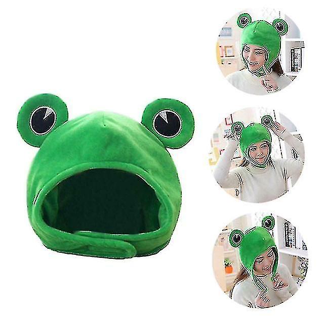 Κινούμενα σχέδια αστείο frog καπέλο βελούδυλο μεγάλα μάτια φόρεμα μέχρι καλύμματα κεφαλής καπέλο για τα δώρα ενηλίκων παιδιά