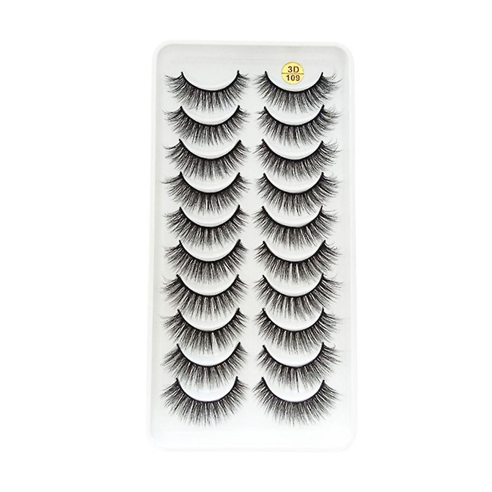 10pairs False Eyelash Natural Look Wispy Faux Lashes Pack Fluffy False Eyelashes Cat Eye Lashes