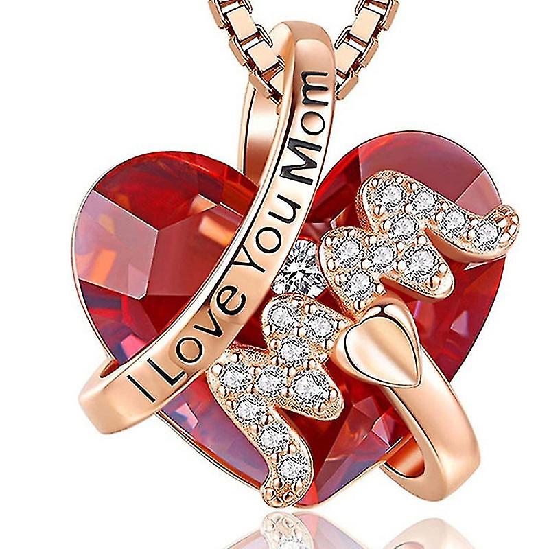 Anneler Günü Hediyesi "anne" Kolye Kolye Kırmızı Mavi Kalp Kristal Takı Bayanlar Yıldönümü Doğum Günü