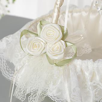 Panier De Demoiselle D'honneur Dentelle Et Strass Blanc - Pour Mariage, Cérémonie, Décoration Pétales