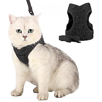 Cat Harness And Leash Set For Walking Lightweight Escape Proof Kitten Vest Harness Soft Fit For Cat Puppy Rabbits(l  , Grey)