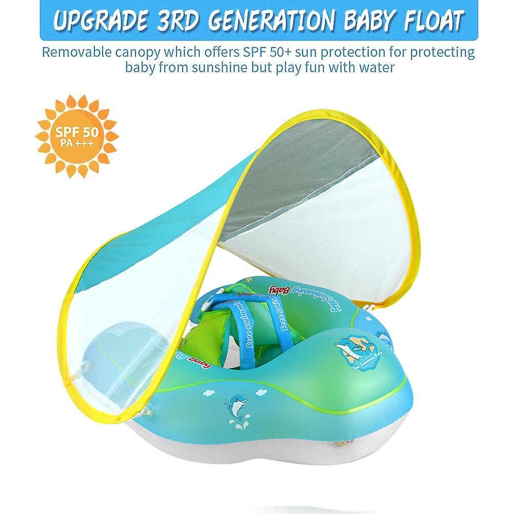 Baby Swimming Float with UPF50+ Sun Canopy Baby Floats for Pool No Flip Over Baby Pool Swmming Ring Float