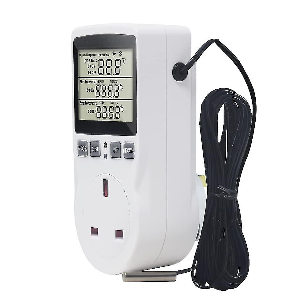Digital Thermostat Plug Socket Temperature Controller 220v With Sensor Probe For Greenhouse Freezer Refrigerator Fermentation