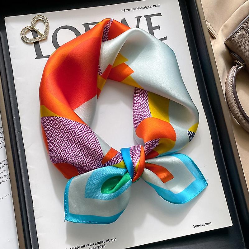 Silk satin scarf print scarf