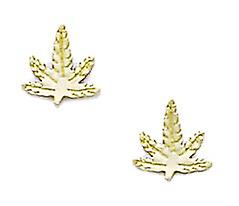 Boucles d’oreilles estampillées à la feuille d’or jaune 14 carats Boucle d’oreille 7 x 7 mm