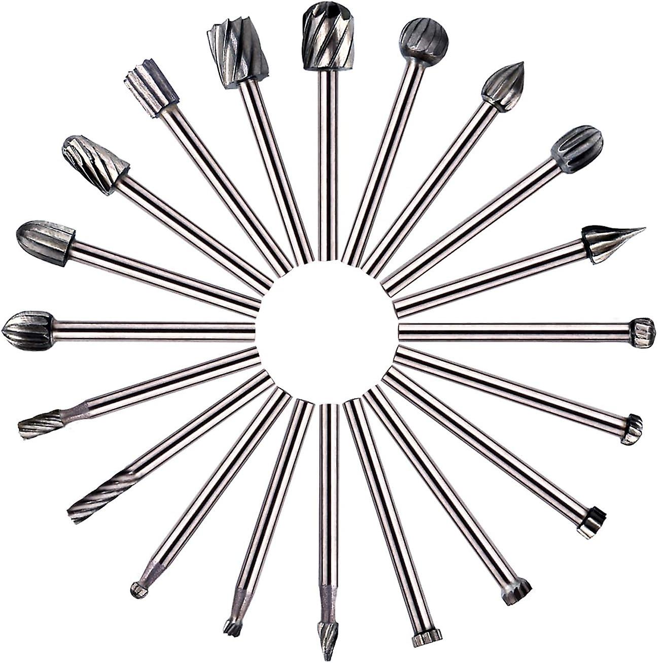 Rotary Burrs - 20Pcs Milling Cutter Bits Woodworking Router Bits With 3Mm Shank For Accessories Rotary Tool