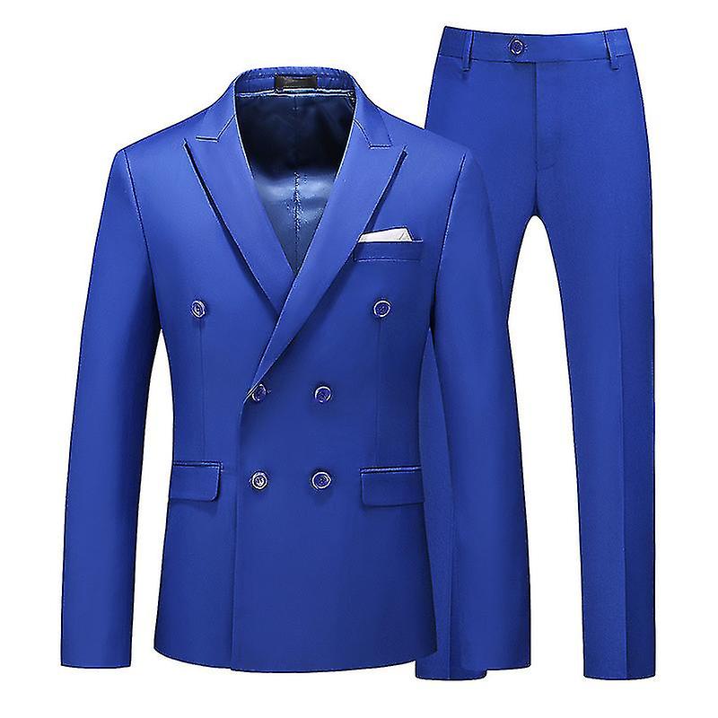 Mens S Double Row Three Button Slim Fit 2 Pieces ,royal Blue