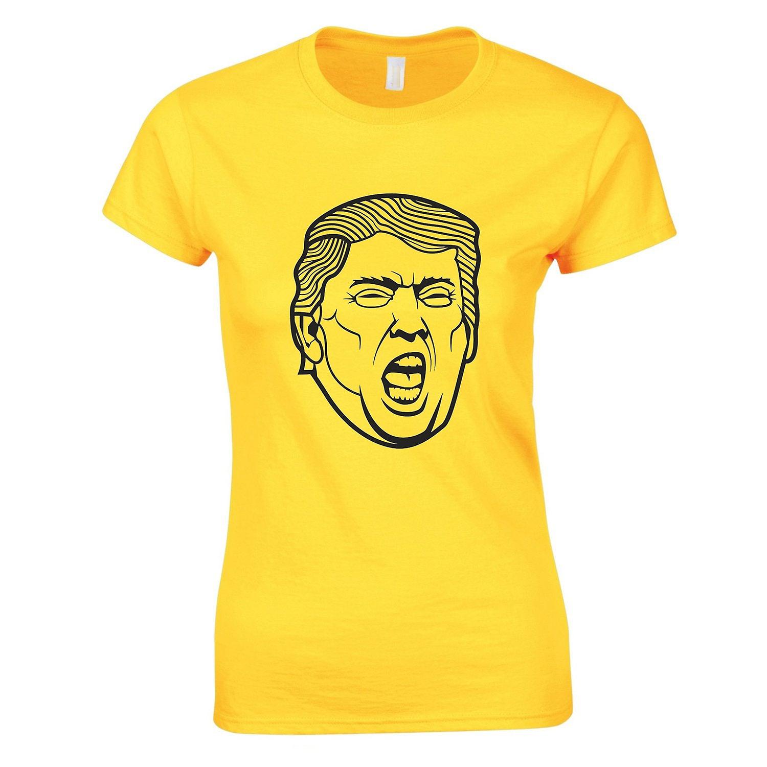 Funny Usa President Donald Trump Shout Face Ladies Women T Shirt Tee Top