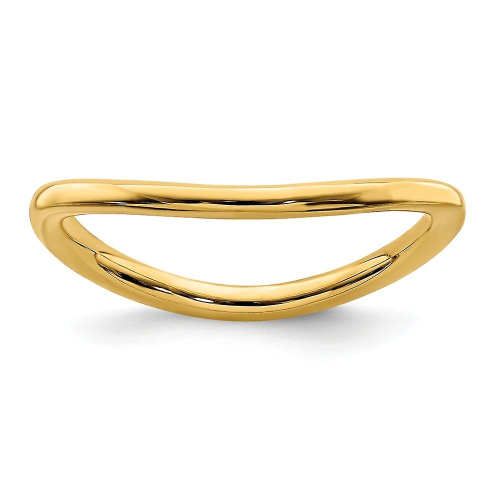 1.5mm 925 Sterling Silver Stackable Polished Gold PlatedWave Ring Stackable Ring for Women - Ring Size: 5 to 10