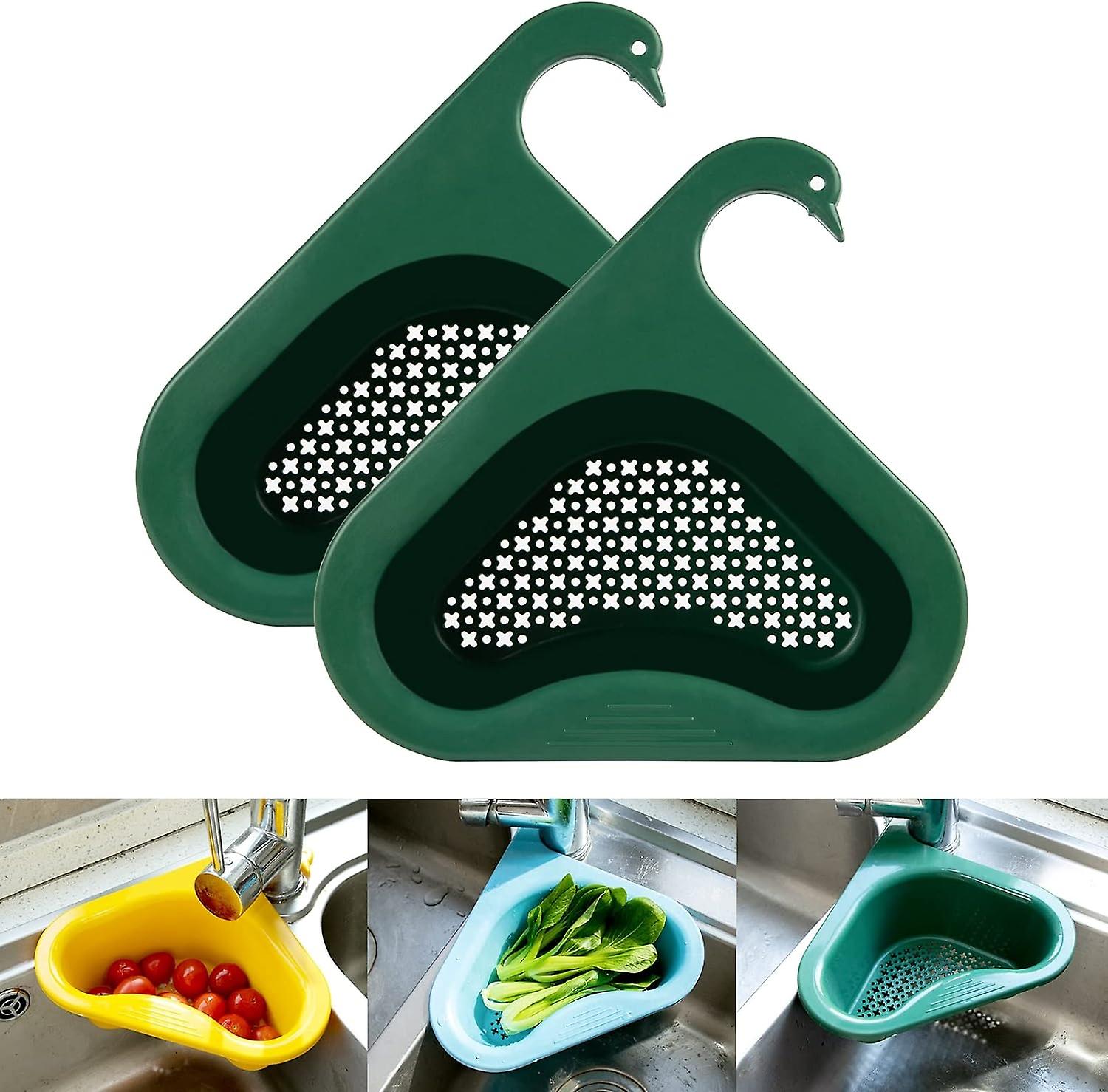 Kitchen Sink Drain Basket Swan Drain Rack - Multi-Functional Hanging Filtering Triangular Drain Shel
