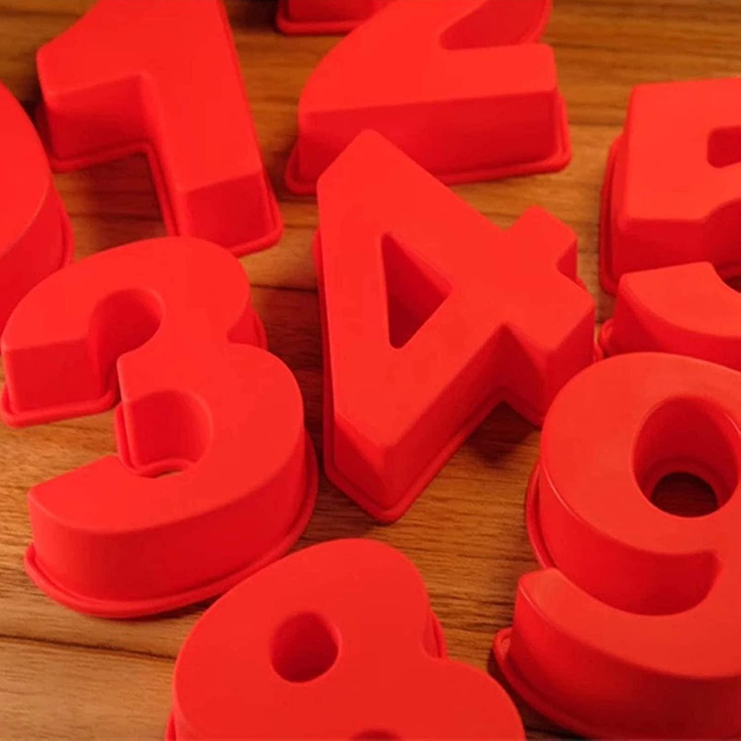 10 polegadas 9 peças tamanho grande número moldes assar formas silicone número molde forma bolo (10 polegadas) a-yuhao