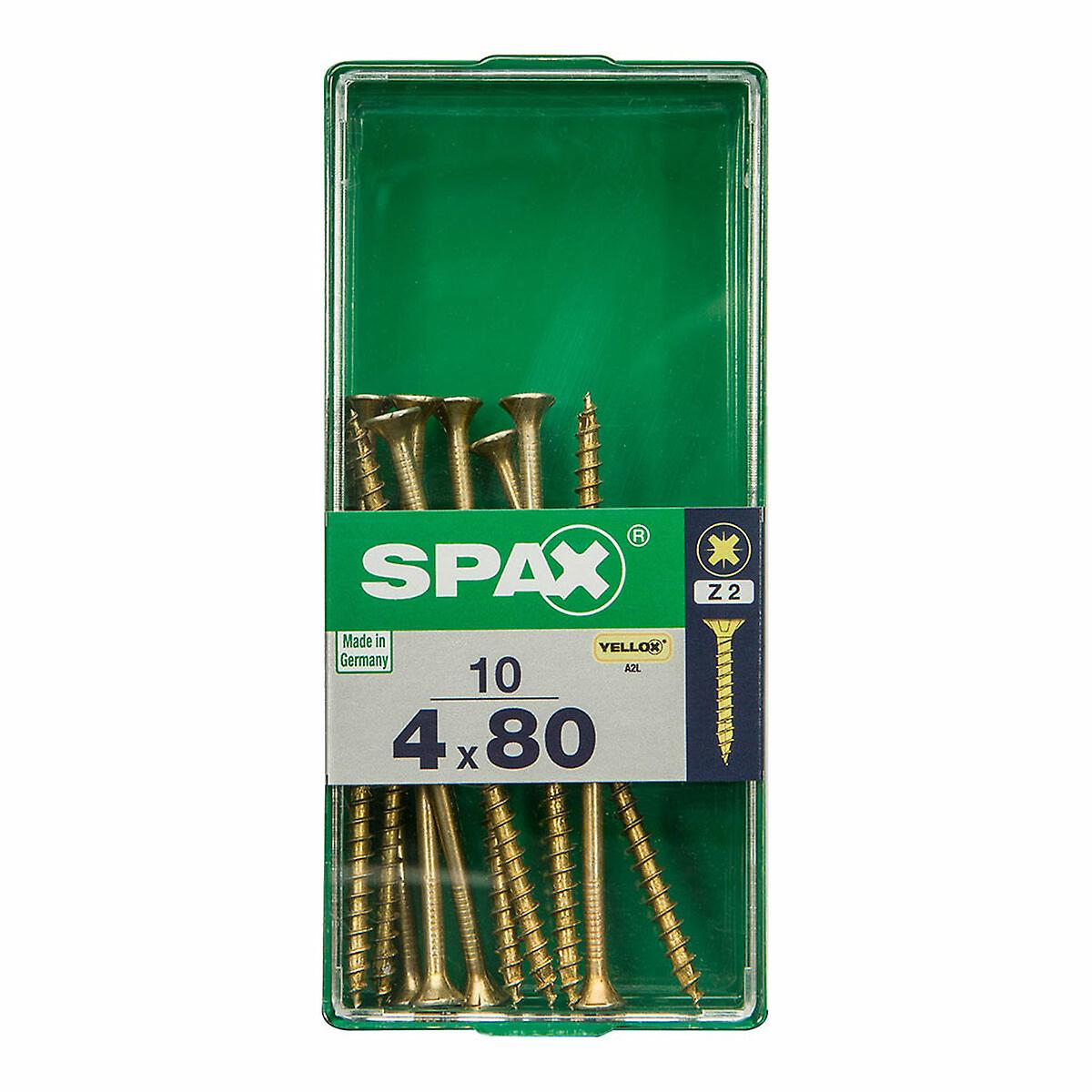 صندوق من البراغي SPAX 4081020400802 برغي خشبي رأس مسطح (4 × 80 مم) (4,0 × 80 مم)