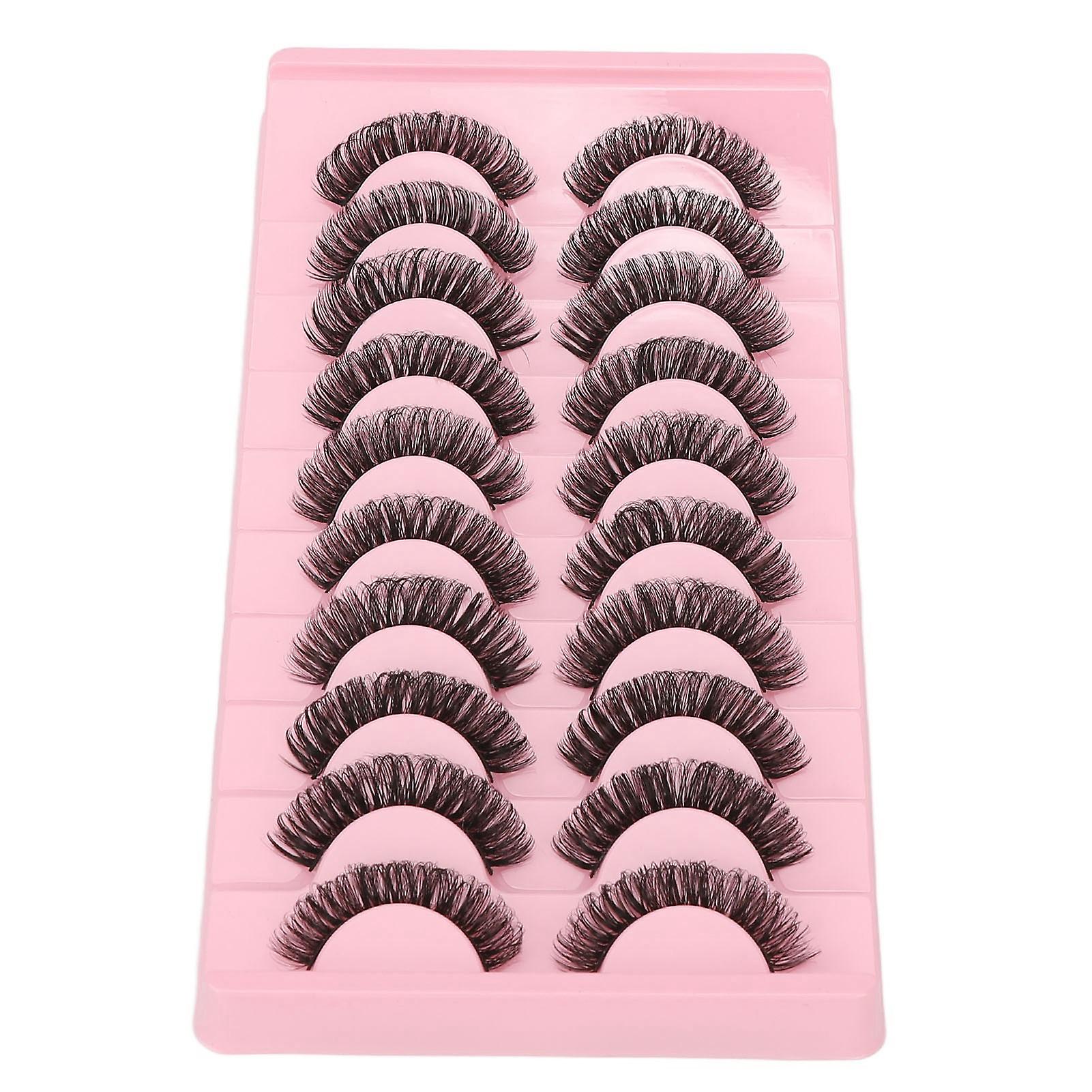 10 Pairs False Eyelashes Set DD Curl Wispy Fluffy Reusable 3D Multi Layer Fake Eye Lashes for Makeup Cosplay Type 1 