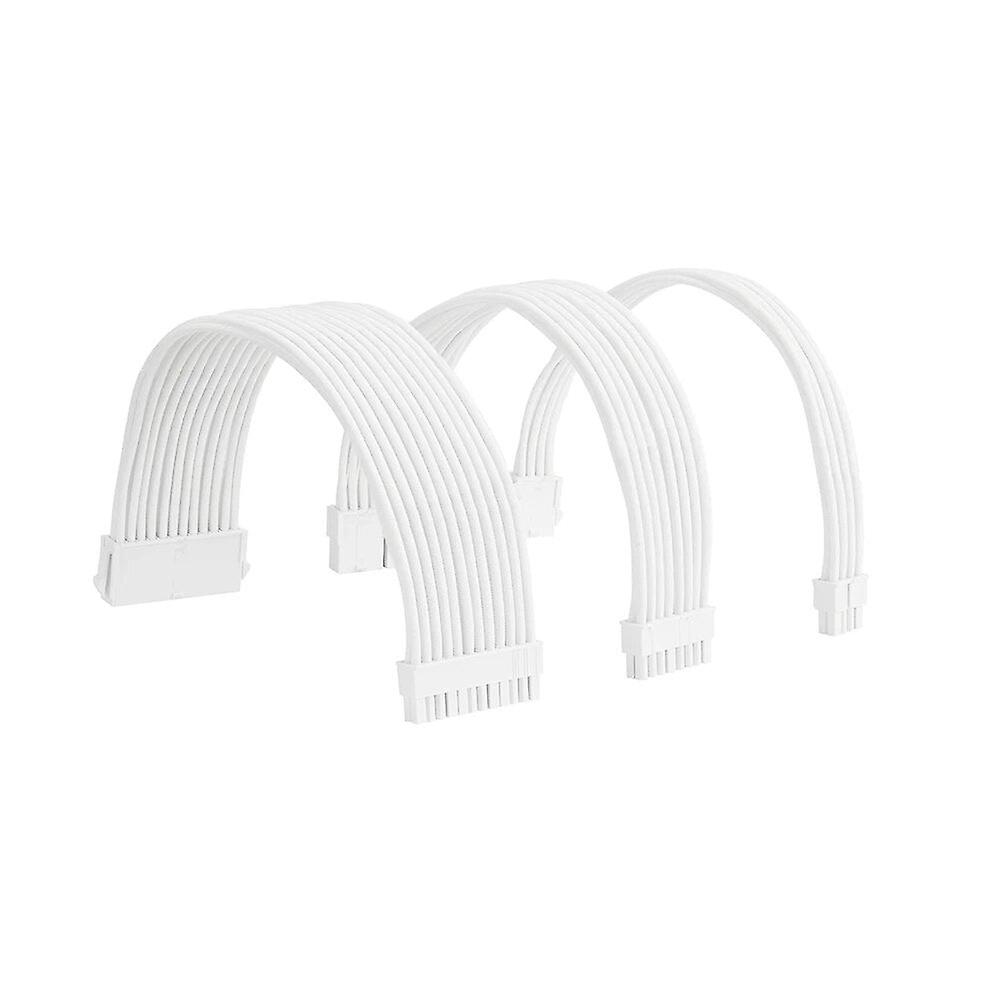 Formulamod All White Psu Extension Kit , Color Cable Solid Combo 300mm Atx24pin Pci-e8pin Cpu8pin With Combs