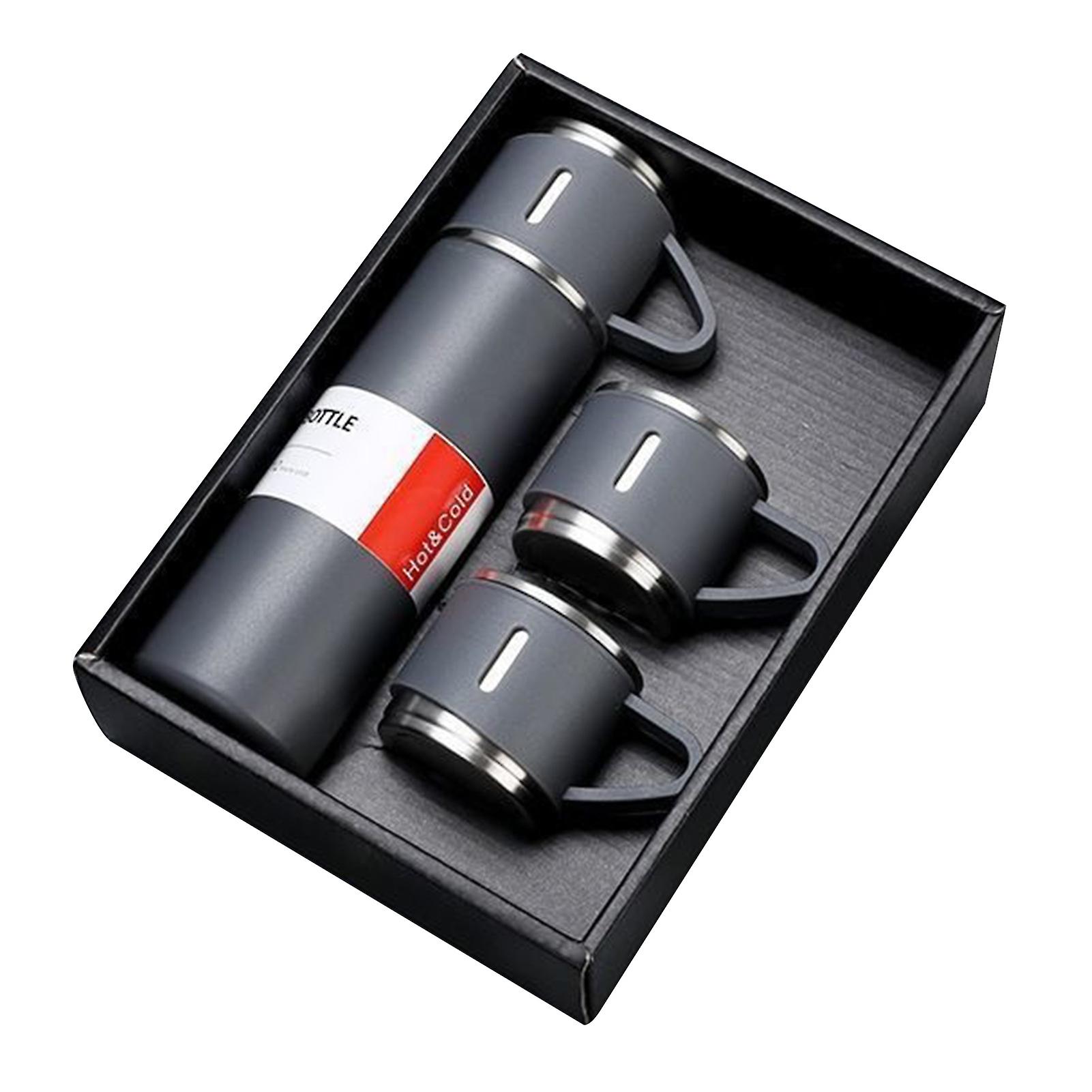 Insulated Water Bottles With 3 Lids 500ml Large Capacity Travel Mug Set Perfect Gift Idea