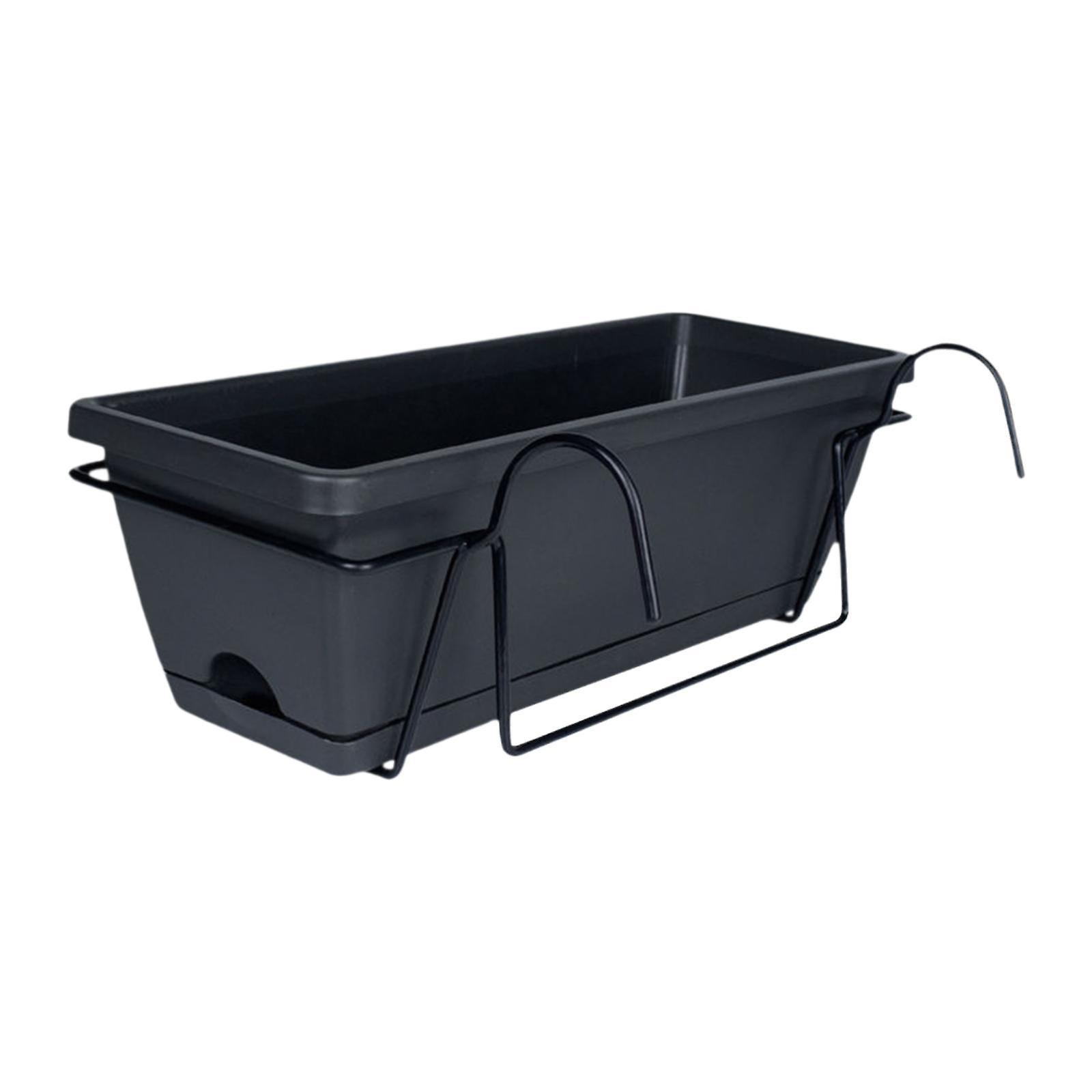 Balcony Planter with Tray and Rack Multipurpose Lightweight Plant Pot Holder Dark Gray