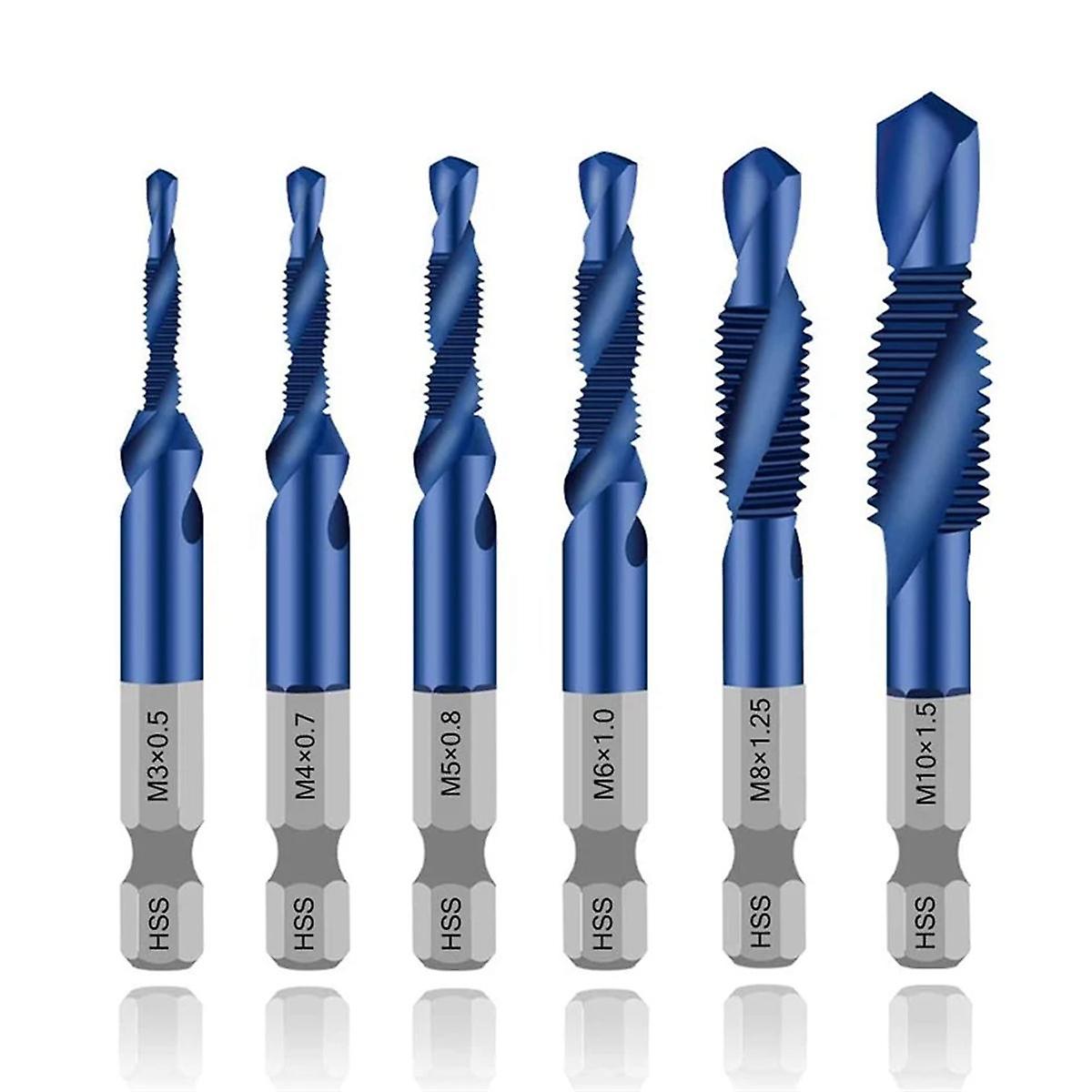 6個の高速度鋼4341チタンメッキ複合タップドリルとタップ統合マシンタップM3 M5 M6 M8 M10
