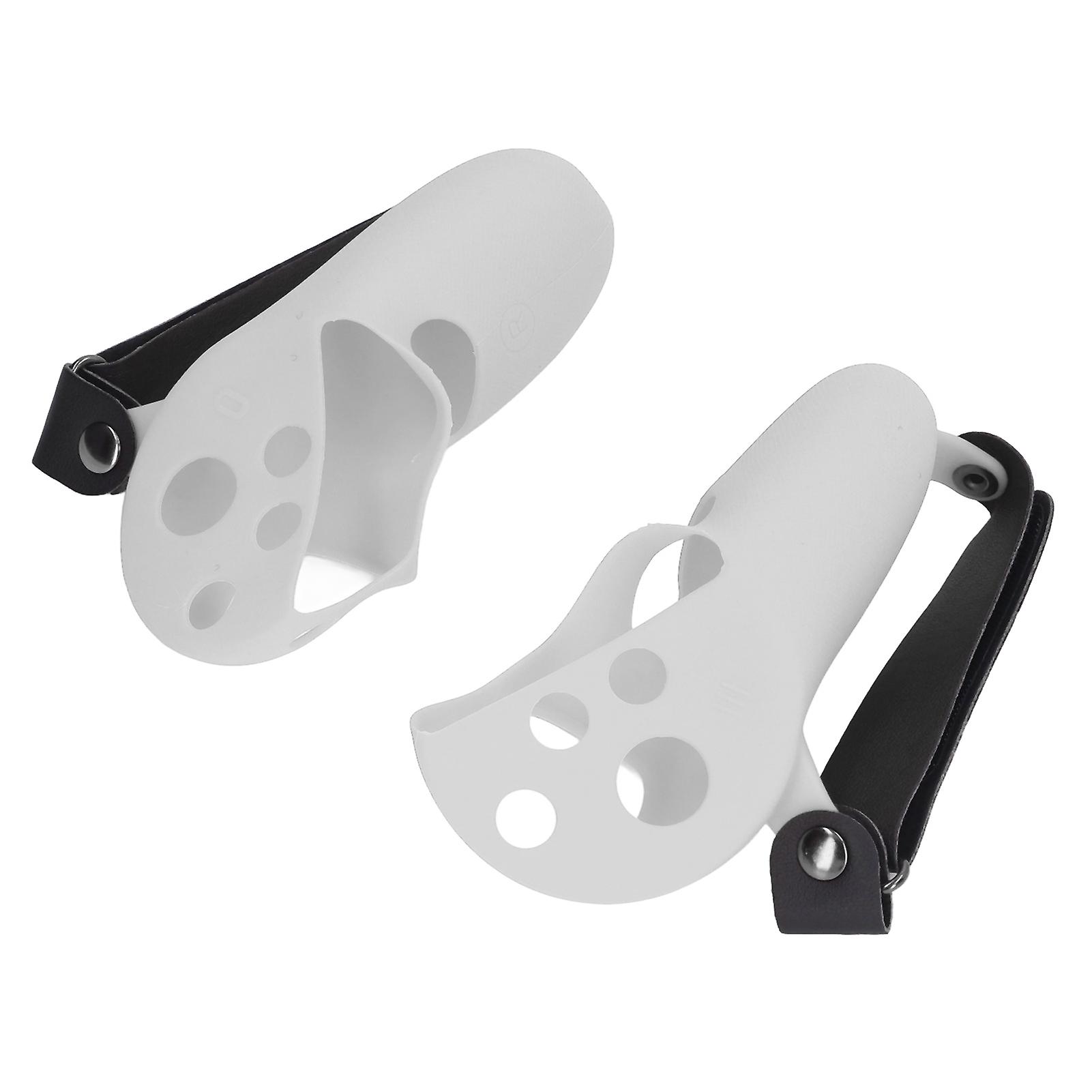 2pcs Silicone Touch Controller Grip Covers with Knuckle Straps Light Grey for Meta Quest Pro