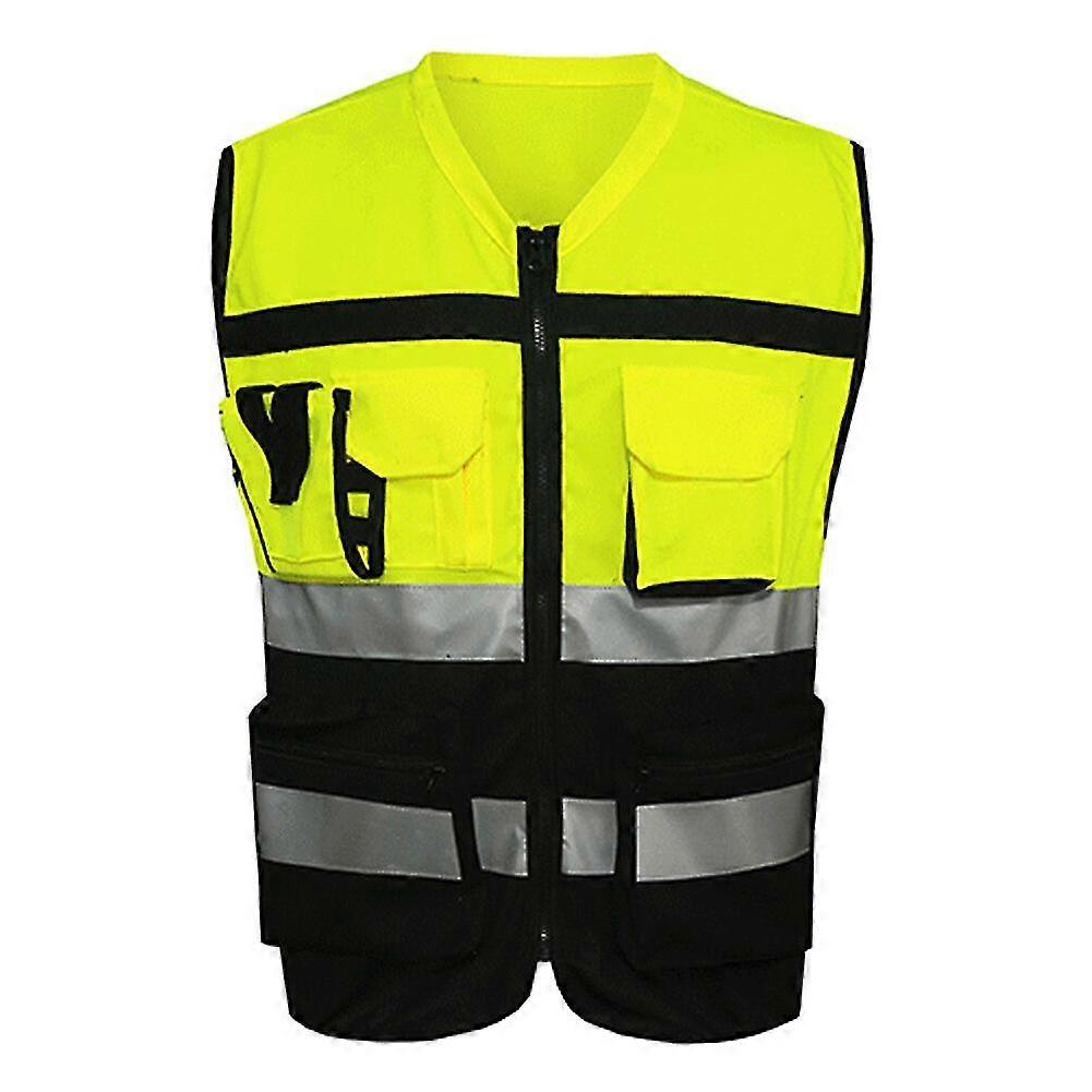 High Visibility Safety Vest Reflective Driving Jacket with Pockets for Work Run