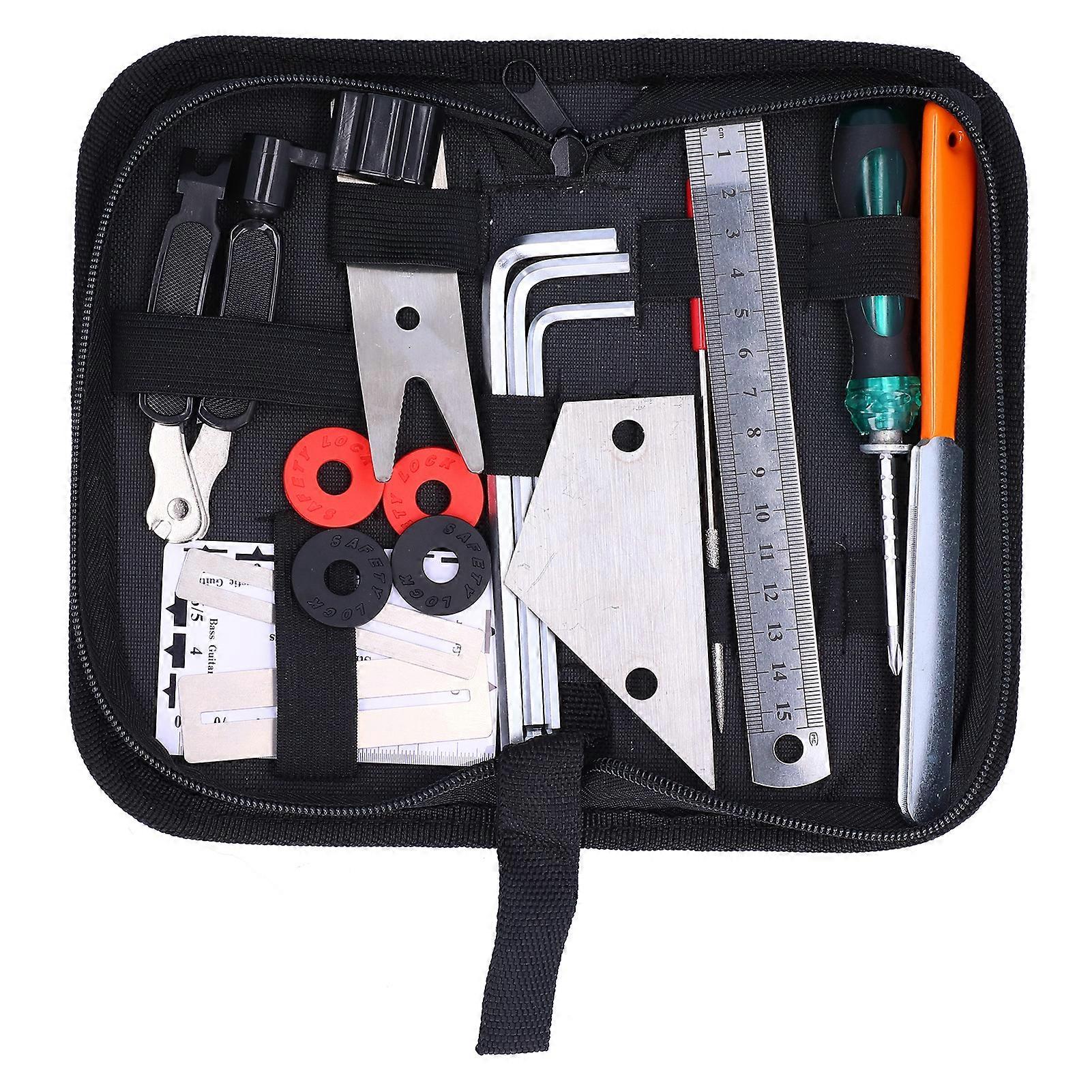 20pcs Guitar Repairing Tool Kit Measurement Maintenance File Leveling Ruler String Organizer