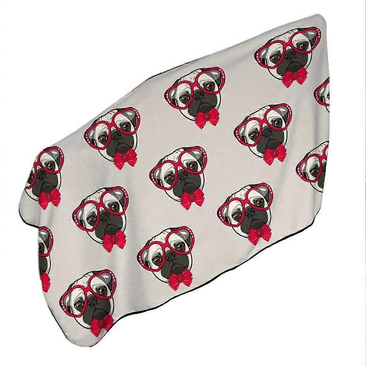 Funny Hipster Pug Dog Pattern Microfiber Beach Towel