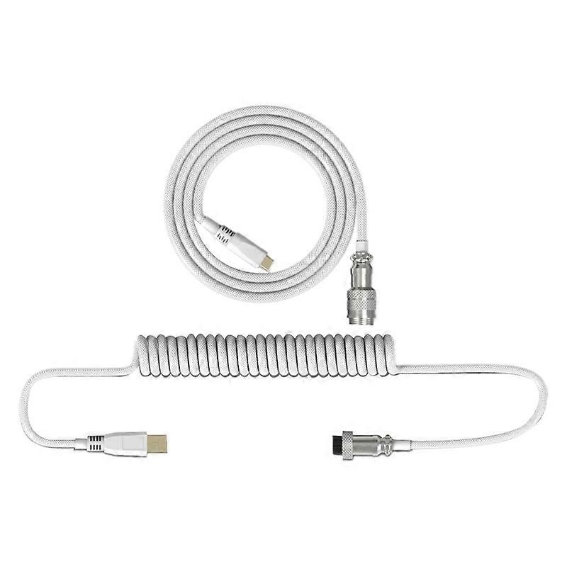 2M Length USB to Type-C Coiled Cable Aviator Connector for Mechanical Keyboard