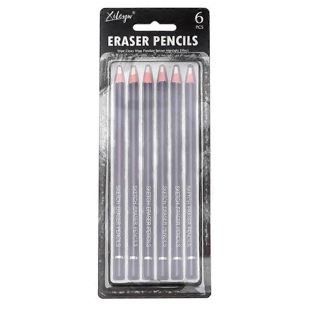 6Pcs Rubber Pencil Sketch Used Rubber Pen Type Eraser Sketch Eraser Pencil for Student