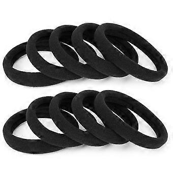 Kenz Laurenz 50-Pack No-Crease Elastic Hair Ties – Hand Knotted Ponytail Holders, Black