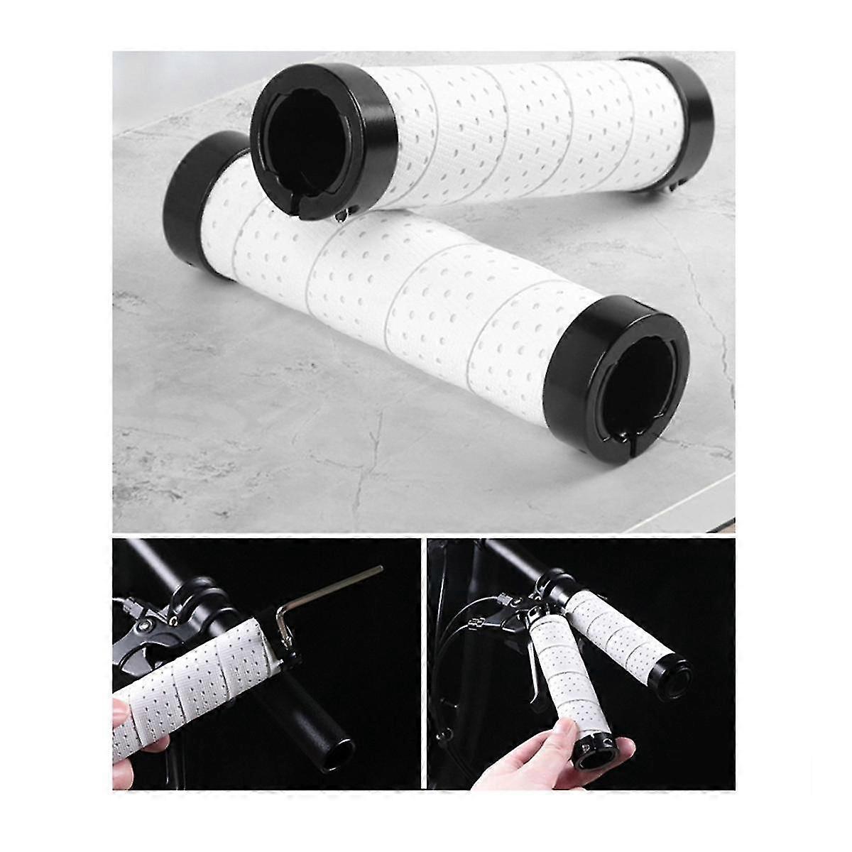 Bike Handle Grips Mountain Bike Grips Lock On, Anti-Slip Shock Absorbing Bike Handlebar Grips for 22.2mm, A