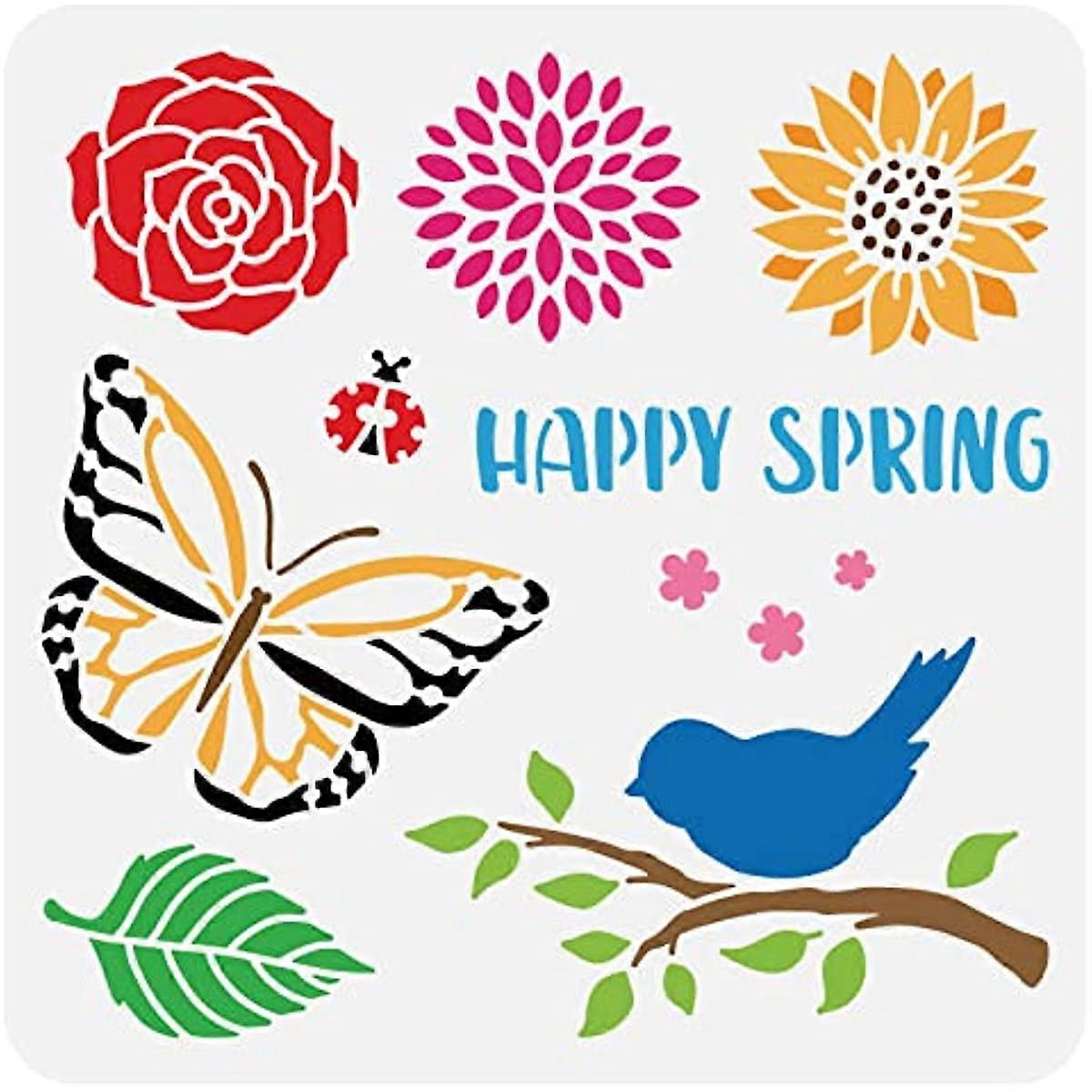 12 Pcs Bird Stencil Bird Silhouettes Stencil Plastic Birds with Flowers Pattern Stencil Reusable Stencil