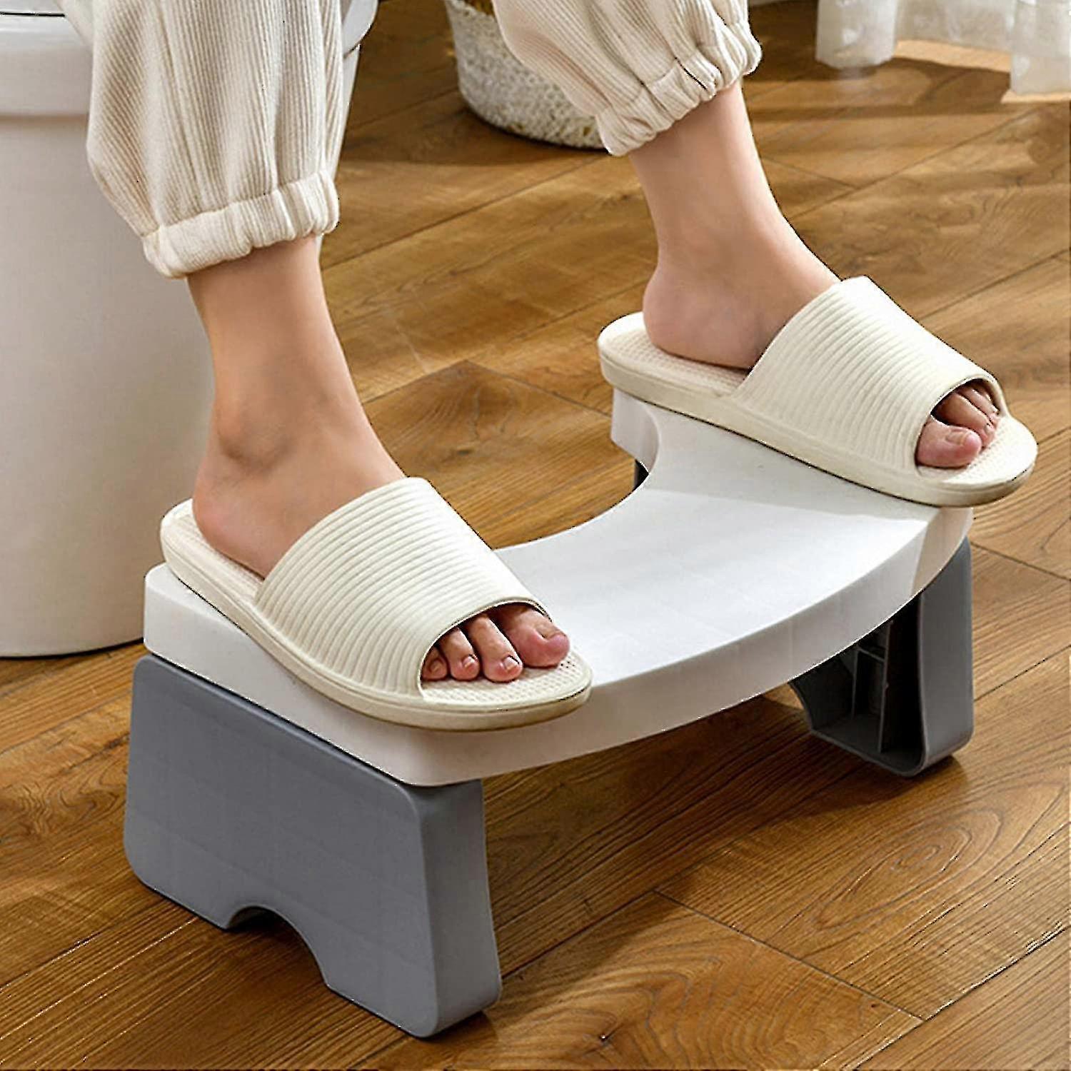 Bathroom Folding Toilet Stool For Adults And Kids, Bathroom Squat Stool, Heavy Duty 7inch Non Slip Squatting Pooping C Curve Toilet Stool(white)