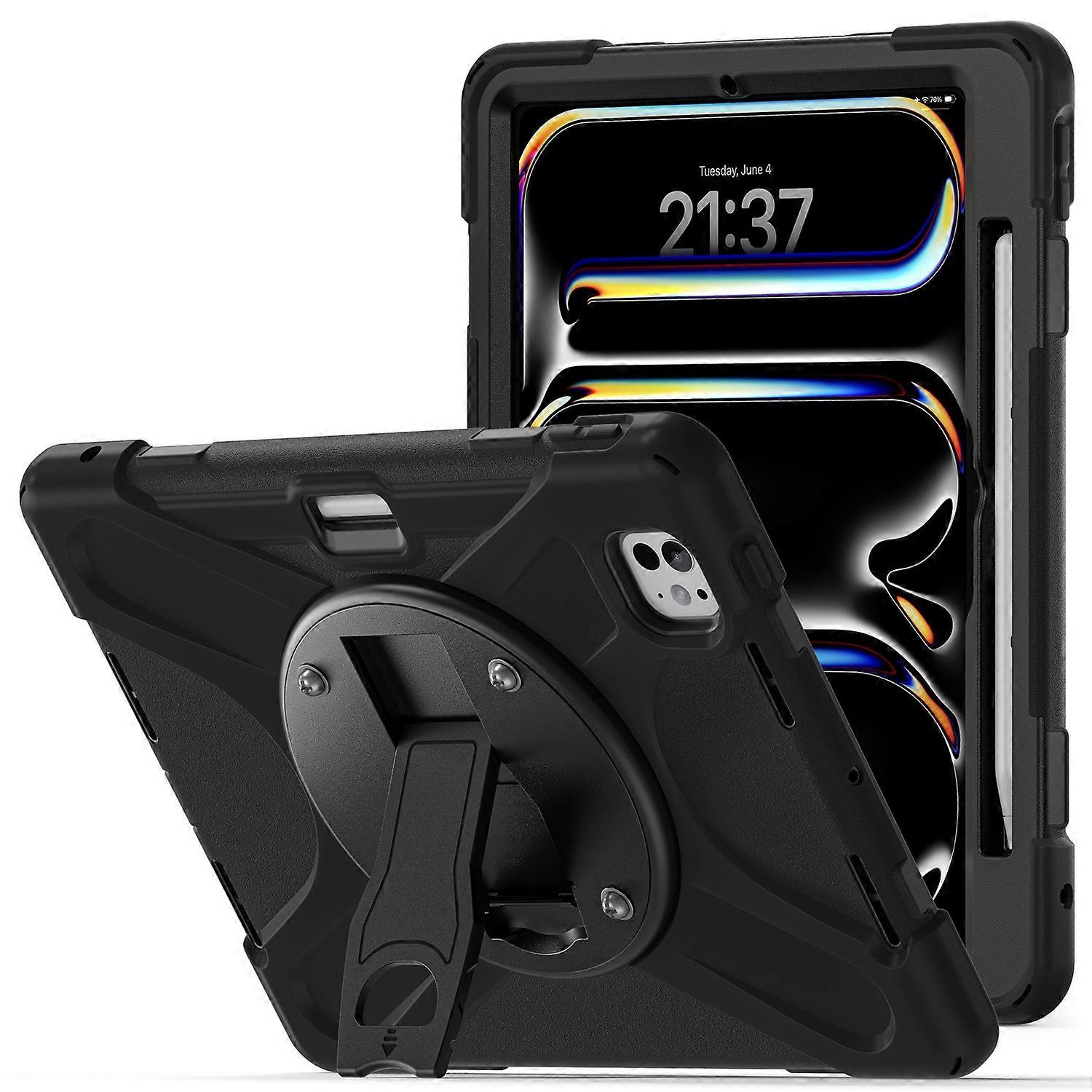 For iPad Pro 11 (2024) Case Kickstand PC+Silicone Tablet Cover