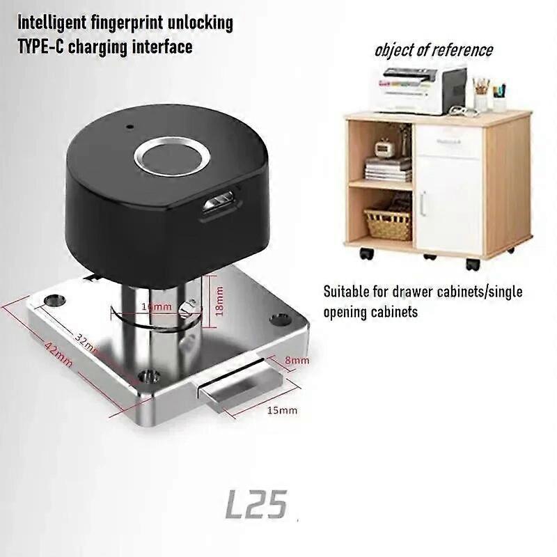 Inteligentní zámek zásuvky na otisky prstů Punch Free Tongue Turning Fingerprint Lock Zámek zásuvky železné skříně Zámek otisku prstu