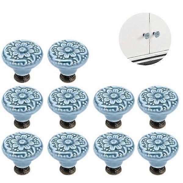 10 Pieces Ceramic Knobs, Vintage Cabinet Door Knobs, Drawer Knobs, Ceramic Door