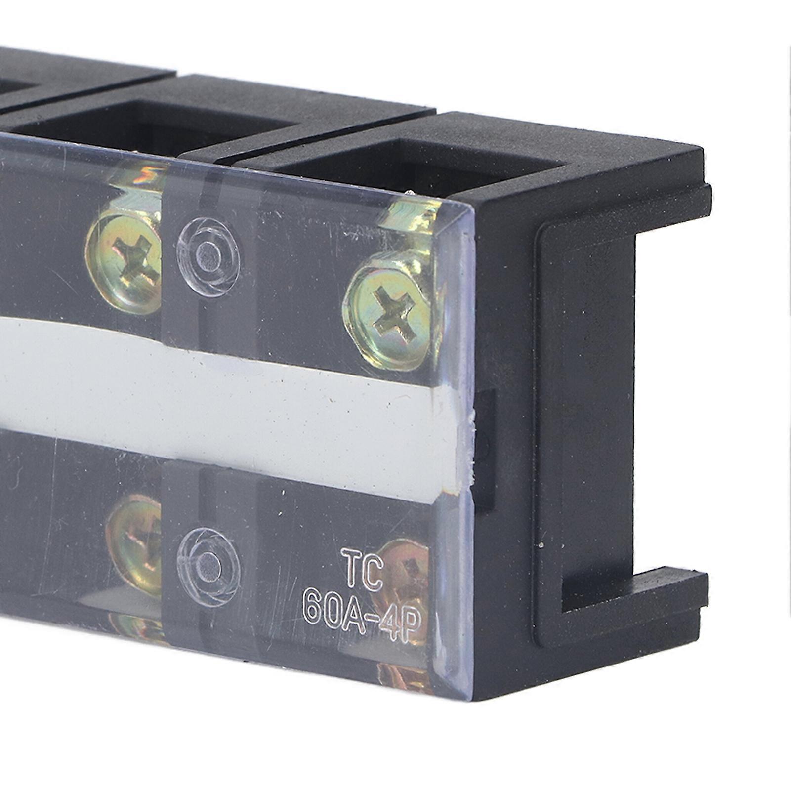 Terminal Strip Dual Rows High Current Screw Terminal Block with Cover 600V 60A 2pcs 4 Position (604)