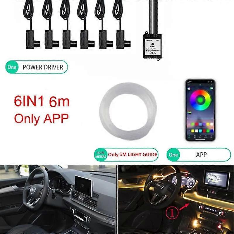 Neon Car LED Interior Lights RGB Ambient Light Fiber Optic Kit With APP Wireless Control LED Auto Atmosphere Decorative Lamp