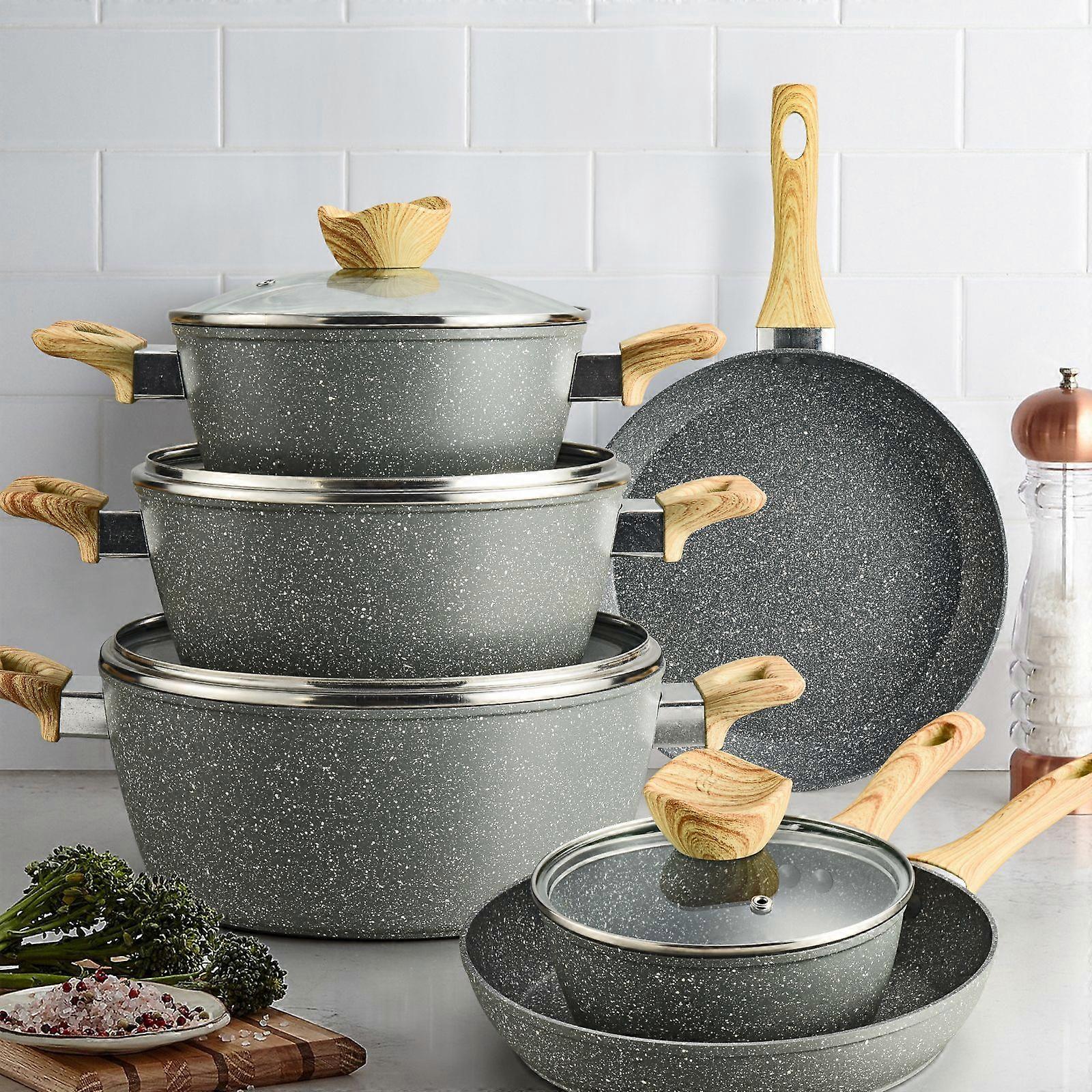 Maifan Stone Non-Stick Frying Pan Set, Milk Soup Pot, Household Cookware, Electromagnetic Cooker, Universal Gas Cookers