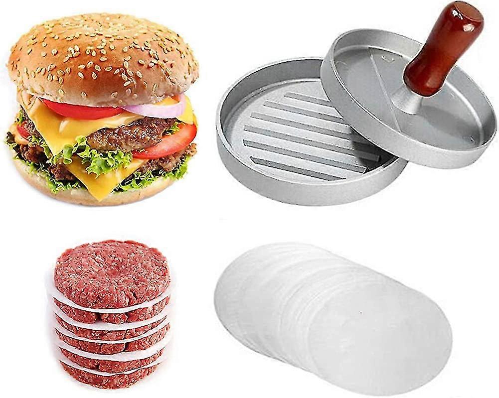 2 In 1 Bbq Burger Press Set, Heilwiy Non-stick Coating Cast Aluminum Hamburger Press Gift