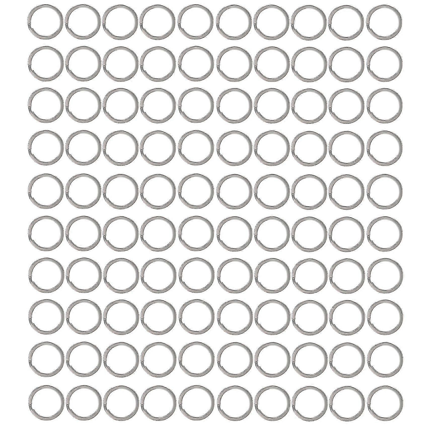 100 Pcs Key Ring 304 Stainless Steel Split Ring Flat Key Ring Car Key Ring Silver 25 Mm