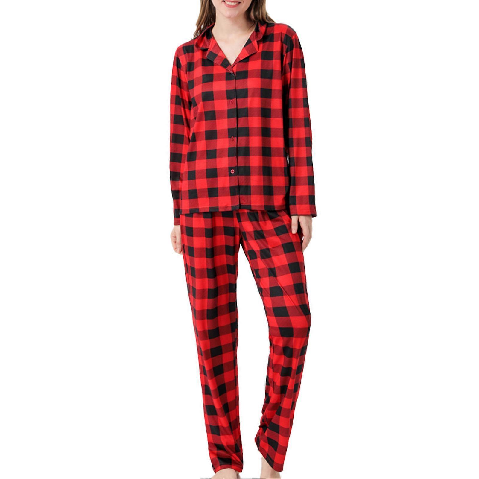 jul familie sæt ternet print langærmet løs fnugfri familie pyjamas matchende sæt til forældre barn kæledyr rød kvinder s