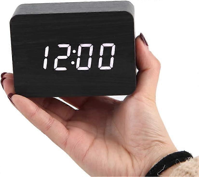 Wooden Digital Alarm Clock Electronic LED Time Display,4 Level Ad
