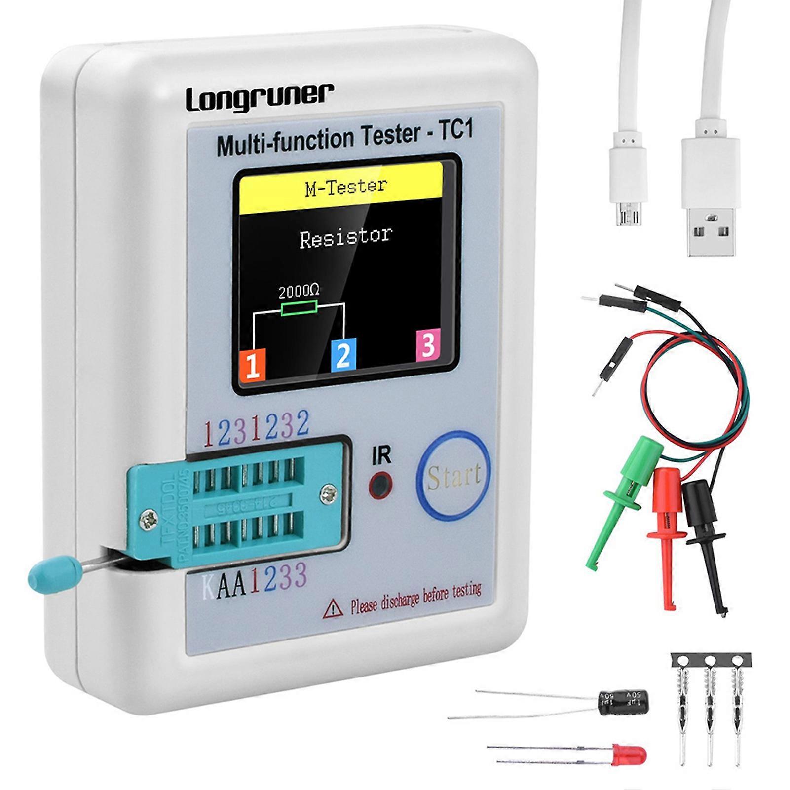 1.8" TFT LCD Display Multi-meter Transistor Tester Diode Triode Capacitor Resistor Test Meter ESR LCR NPN PNP MOSFET COD