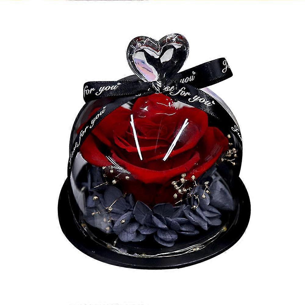 Forever Preserved Real Rose In Glass Dome Gift , Heart Design For Valentines Day Christmas Birthday