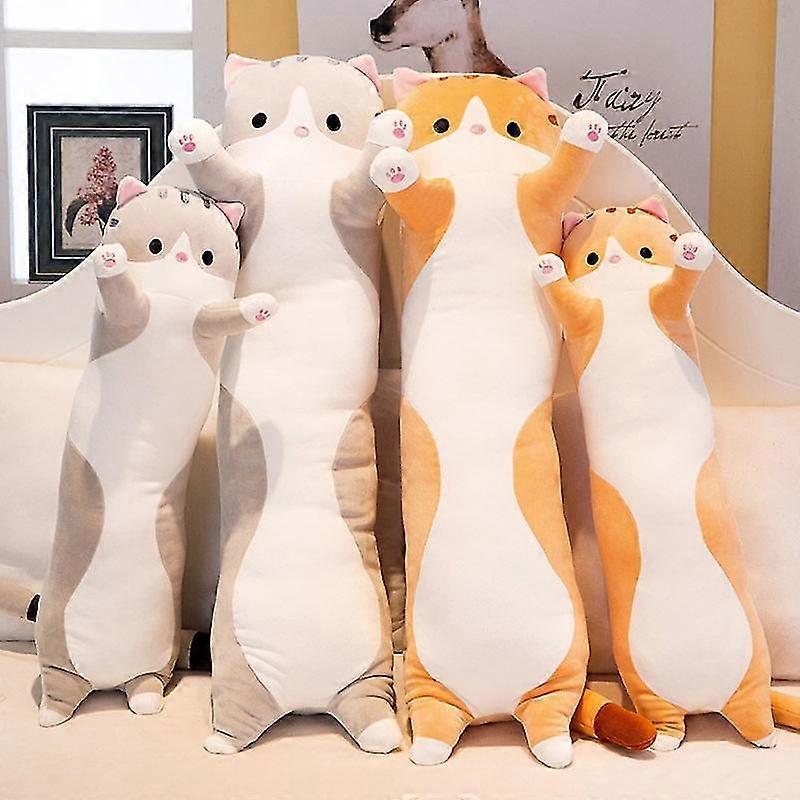 EVAGO Cylindrical Cat Figure Pillow Soft Sleeping Animal Plush Doll Bedside Couch Cushion For Kids Adults