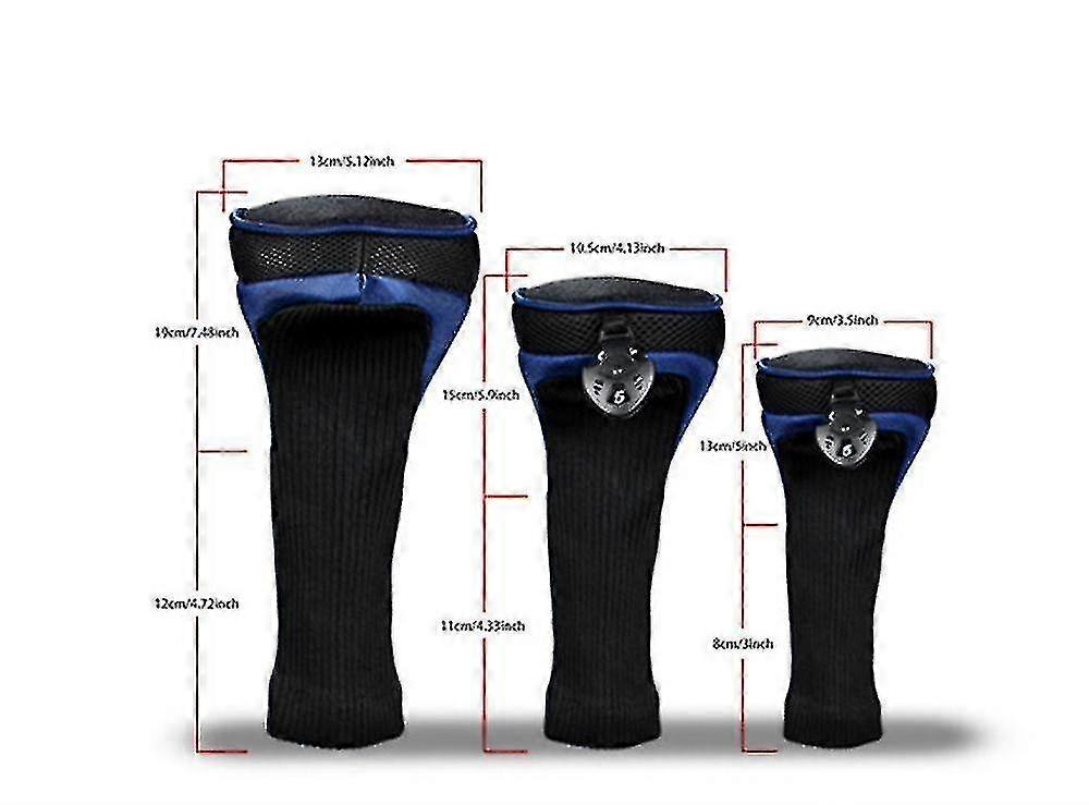 3pcs نادي الغولف رئيس يغطي لفيرواي وودز سائق الهجينة, لونغ الرقبة شبكة نادي الغولف Headcovers تعيين